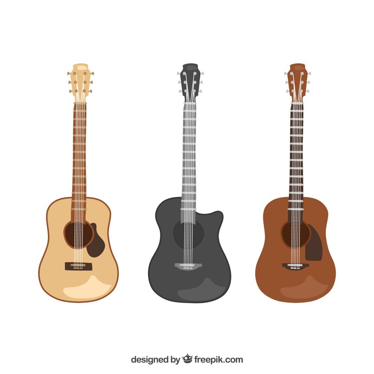 Vetor grátis coleção de guitarra acústica