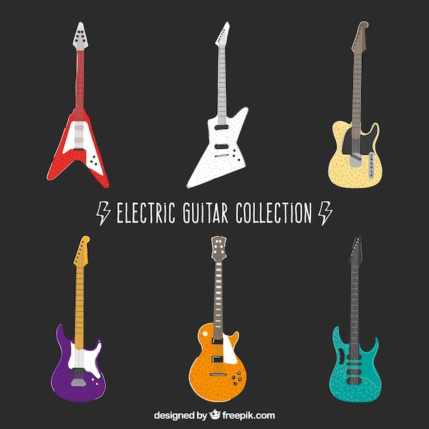 Coleção de guitarras elétricas coloridas