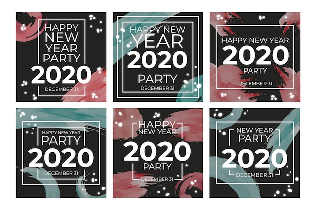 Vetor grátis coleção de história do instagram de festa de ano novo 2020