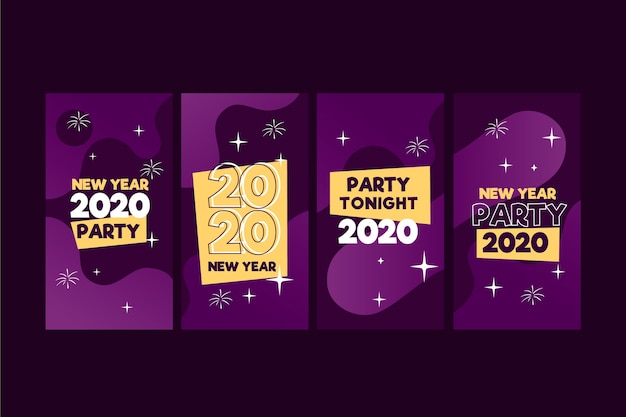 Vetor grátis coleção de história do instagram de festa de ano novo em 2020