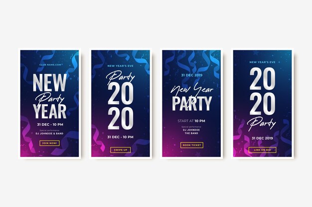 Coleção de história do instagram de festa de ano novo em 2020