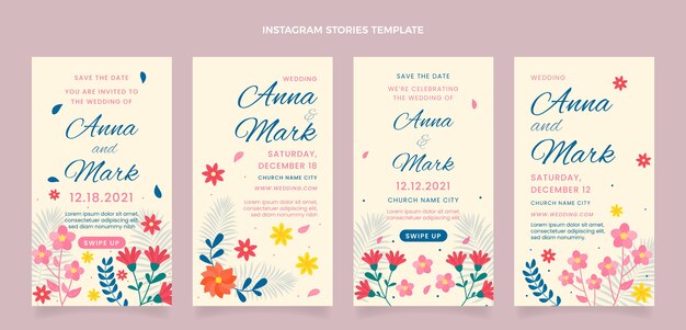 Coleção de histórias de instagram de casamento desenhada à mão