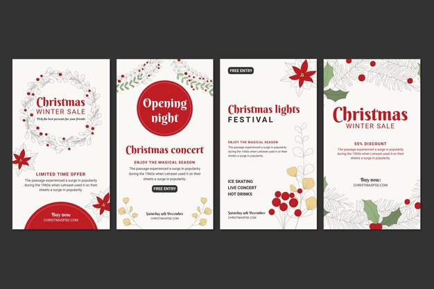 Coleção de histórias de vendas de Natal no Instagram