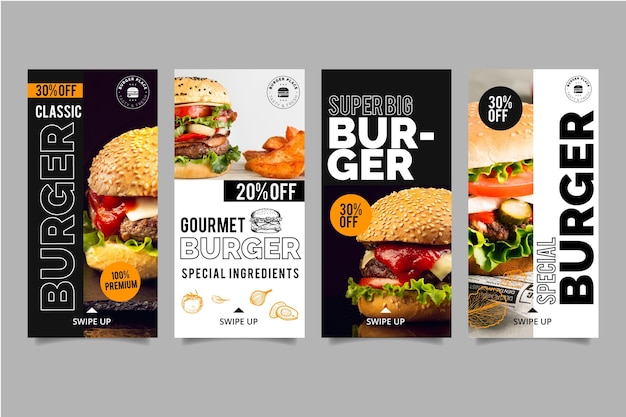 Coleção de histórias do instagram Burger