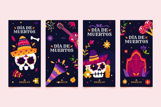 Coleção de histórias do instagram com dia de música plano