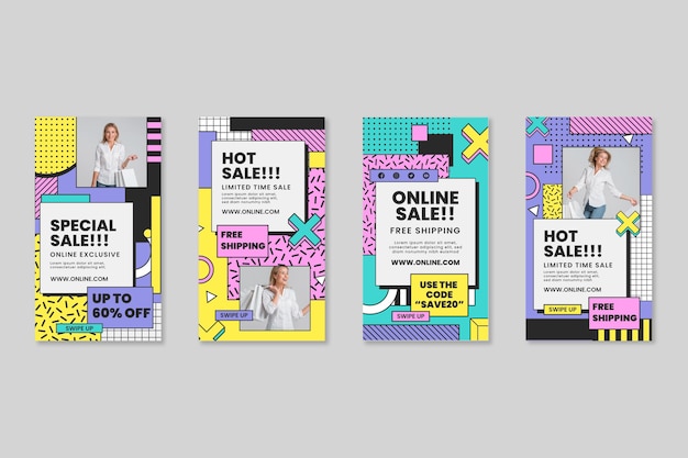 Coleção de histórias do Instagram de compras online