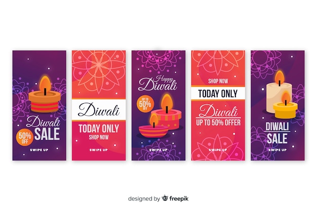 Coleção de histórias do instagram de diwali