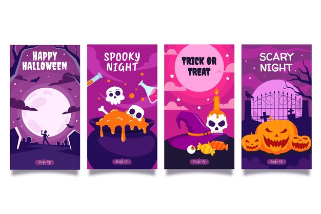 Coleção de histórias do Instagram de Halloween desenhada à mão