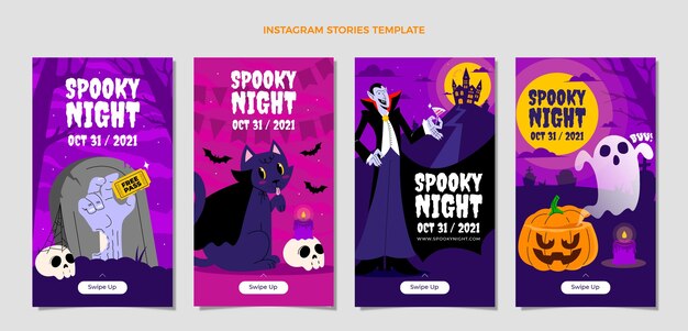 Coleção de histórias do Instagram de Halloween desenhada à mão