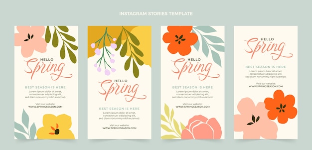 Coleção de histórias do instagram de primavera plana