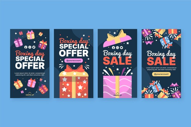 Coleção de histórias do instagram de venda de boxing day