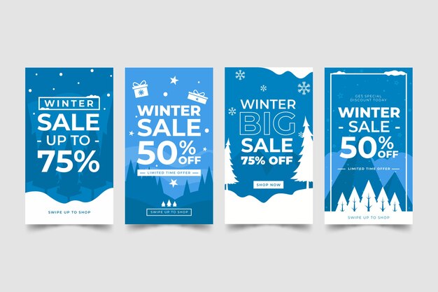 Coleção de histórias do instagram de venda de inverno