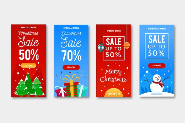 Coleção de histórias do instagram de venda de natal