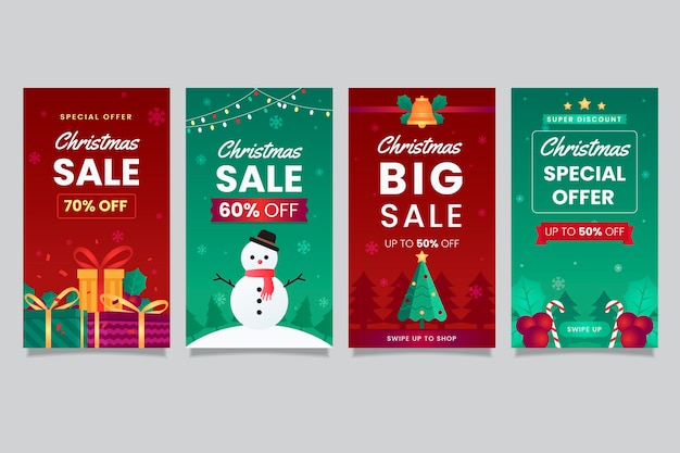 Coleção de histórias do instagram de venda de natal