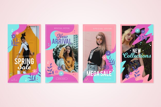 Coleção de histórias do instagram de venda de primavera