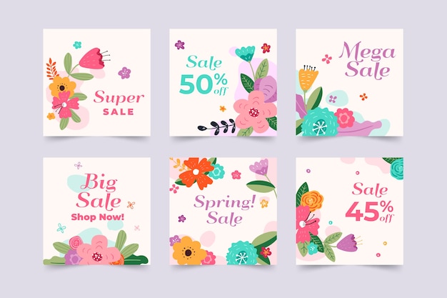 Vetor grátis coleção de histórias do instagram de venda de primavera
