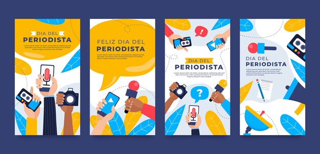 Coleção de histórias do instagram do dia do jornalista plano