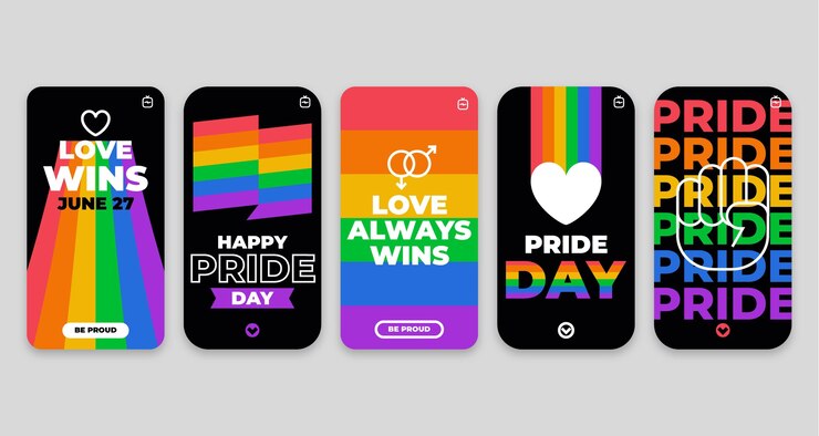 Vetor grátis coleção de histórias do instagram do dia do orgulho plana