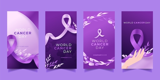 Vetor grátis coleção de histórias do instagram do dia mundial do câncer gradiente
