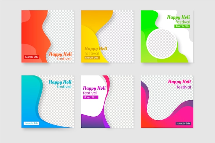 Vetor grátis coleção de histórias do instagram festival holi