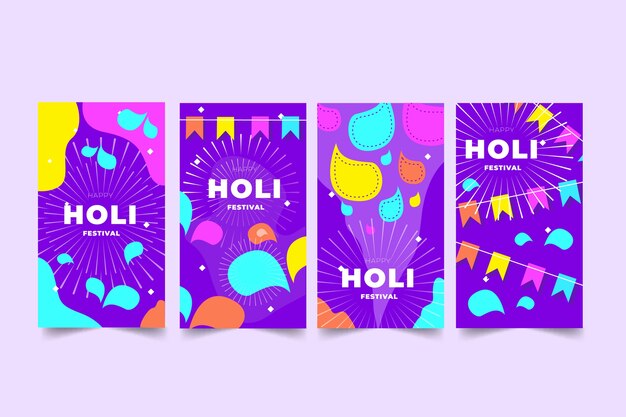 Coleção de histórias do instagram festival holi