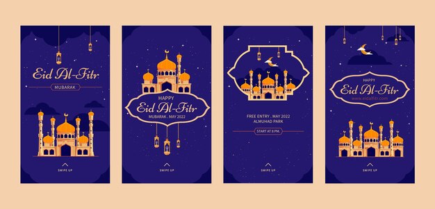 Coleção de histórias do instagram flat eid al-fitr