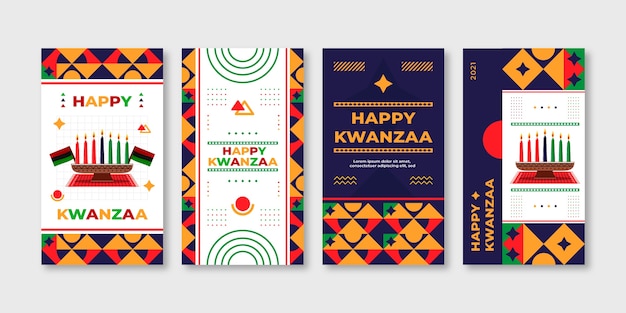 Coleção de histórias do instagram flat kwanzaa