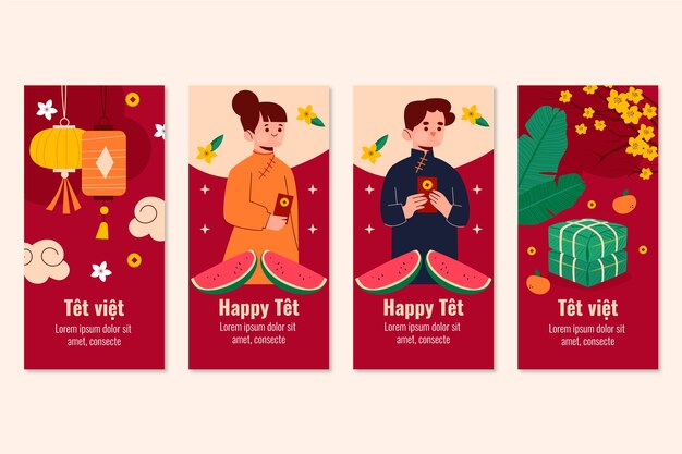 Coleção de histórias do instagram Flat tet