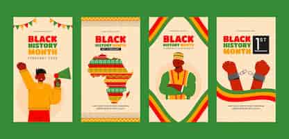 Vetor grátis coleção de histórias do instagram para a celebração do mês da história negra