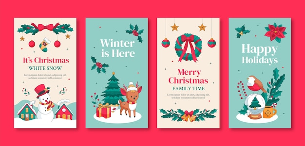 Coleção de histórias do Instagram para celebração da temporada de Natal