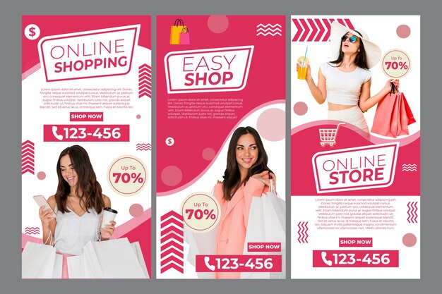 Coleção de histórias do Instagram para compras online