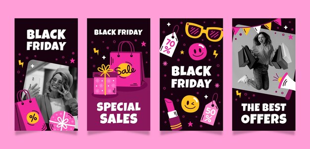 Coleção de histórias do Instagram para vendas na Black Friday