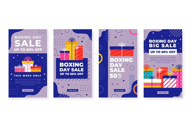 Coleção de histórias instagram de boxing day sale
