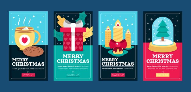 Coleção de histórias instagram de natal simples