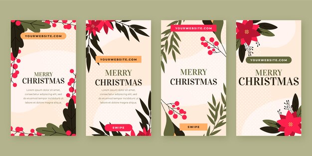Coleção de histórias instagram de natal simples