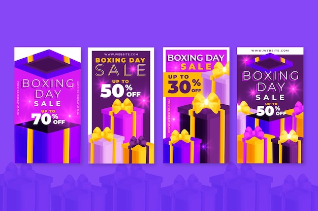 Coleção de histórias instagram de venda de boxing day