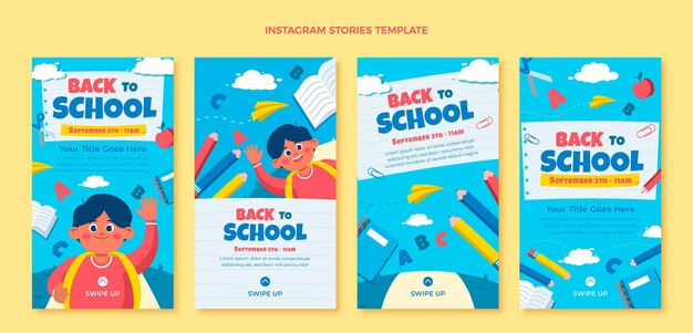 Coleção de histórias instagram de volta à escola