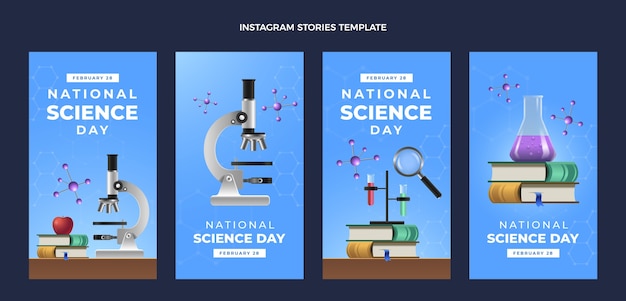 Coleção de histórias instagram do dia da ciência nacional realista