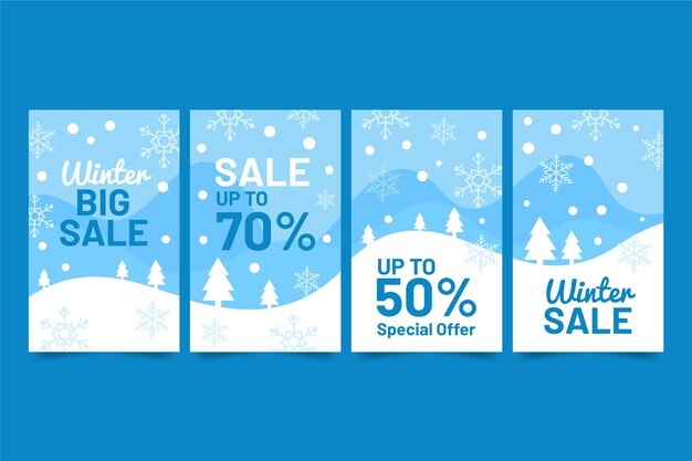Coleção de histórias instagram em promoção de inverno