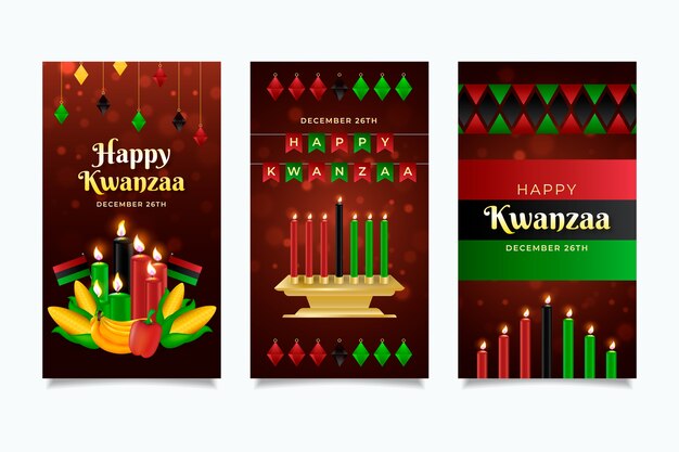 Coleção de histórias instagram kwanzaa realista