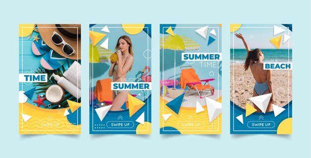 Coleção de histórias instagram planas de verão