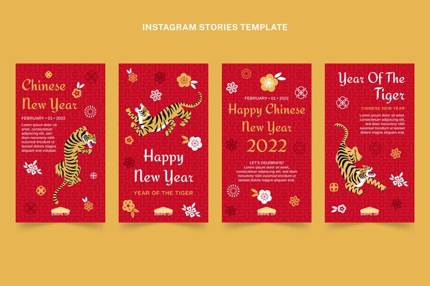 Coleção de histórias instagram planas do ano novo chinês