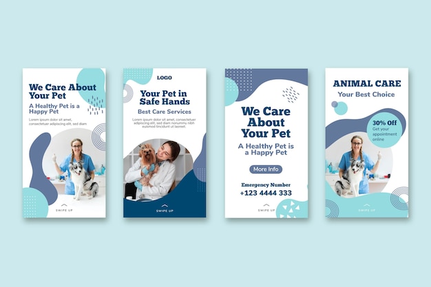 Coleção de histórias veterinárias do instagram