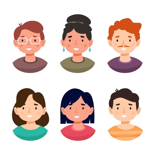 Coleção de ícone de perfil desenhado à mão