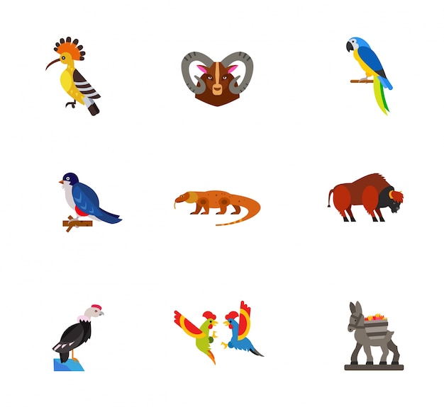 Coleção de ícones de animais exóticos