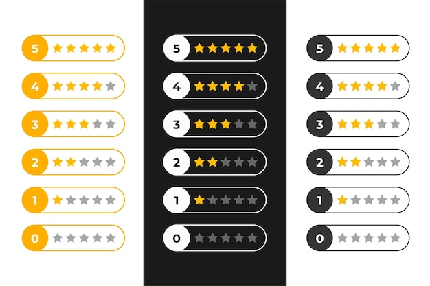 Vetor grátis coleção de ícones de classificação de cinco estrelas para feedback do cliente