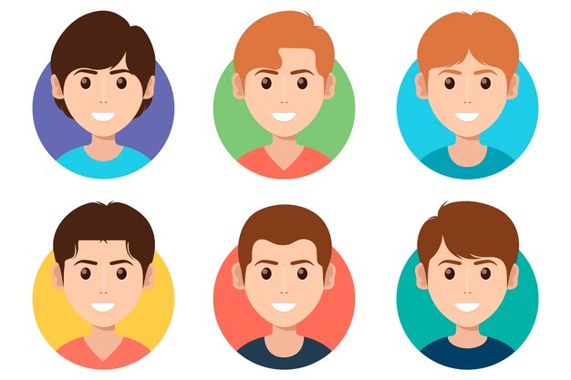 Coleção de ícones de perfil de design plano criativo