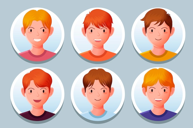 Coleção de ícones de perfil de gradiente criativo
