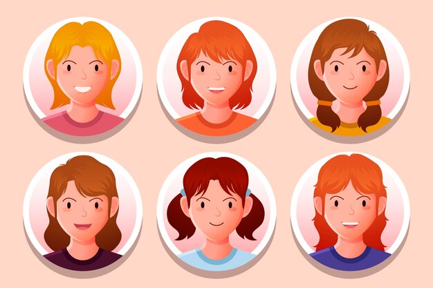 Coleção de ícones de perfil de gradiente criativo