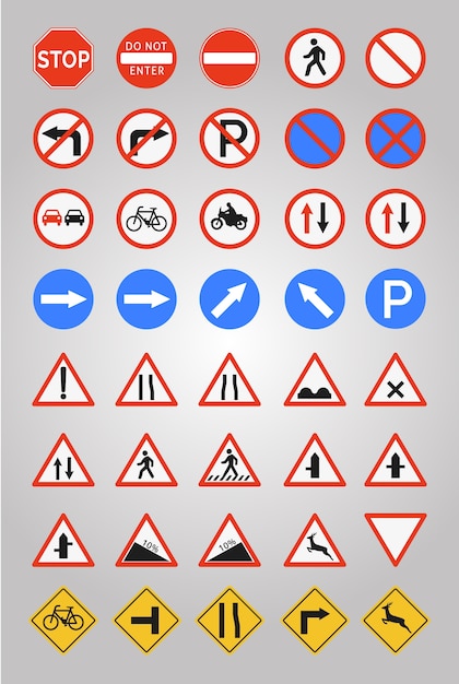 Coleção de ícones de sinais rodoviários